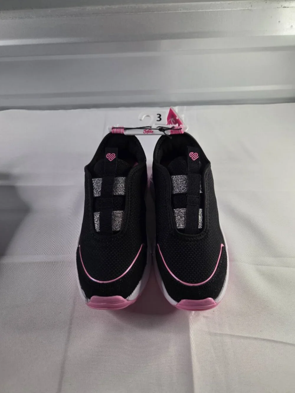 Justice Girls Slip On Athletic Sneakers Size 3 Pink/Black Slip On Athletic Shoes